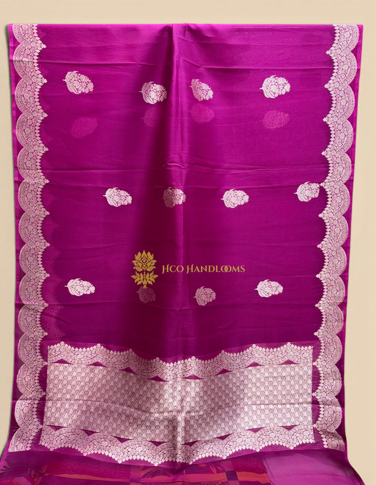 Rani Pure Kora Silk Handloom Banarasi Saree - All Over Kadhua Motifs