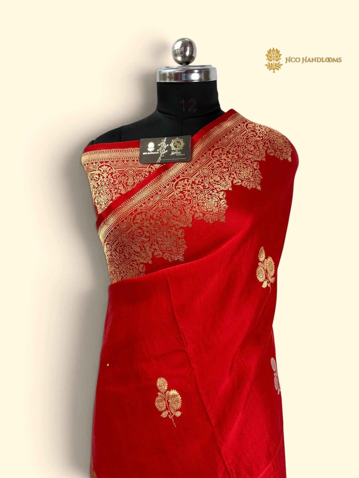 Red Pure Mango Katan Silk Handloom Banarasi Saree - All Over Motifs