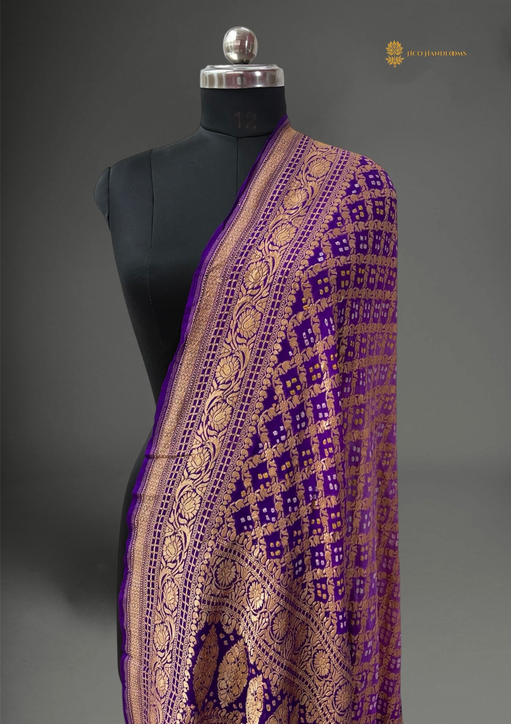 Pure Georgette Banarasi Bandhej Handloom Dupatta