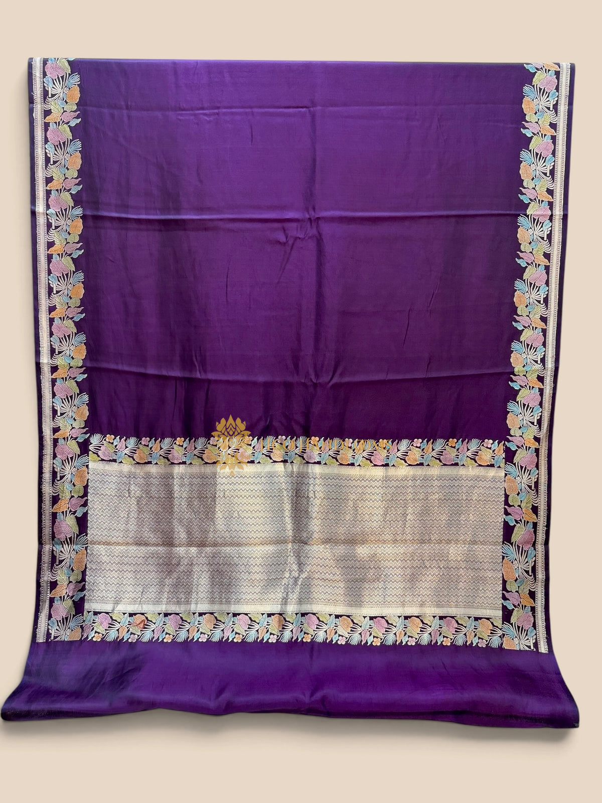 Pure Mashru Silk handloom banarasi Saree - Plain Body & Meenakari Border