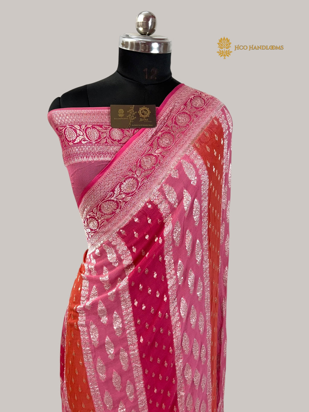 Rangkat Pure Khaddi Georgette Silk Handloom Banarasi Saree - Water Zari