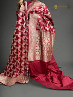 Regal Pure Katan Silk Handloom Banarasi Saree - All Over Jaal Work With Meenakari