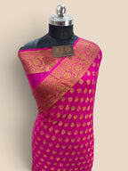 Rani Pink Pure Khaddi Chiffon Silk Banarasi Saree - All Over Motifs