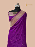 Regal Purple Premium Mashru Katan Silk Banarasi Saree - All Over Tanchui With Motifs