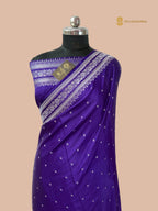 Regal Purple Premium Mashru Katan Silk Banarasi Saree - All Over Floral Motifs