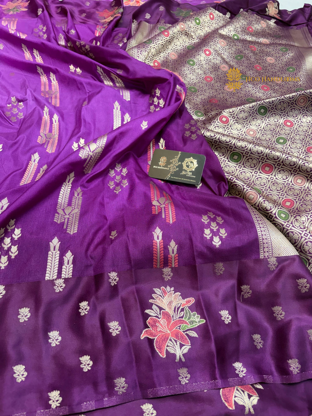 Purple Gradient Premium Soft Silk Banarasi Saree - All Over Meenakari Motifs