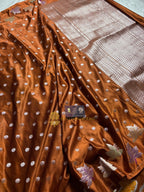 Premium Mashru Katan Silk Banarasi Saree With Floral Motifs