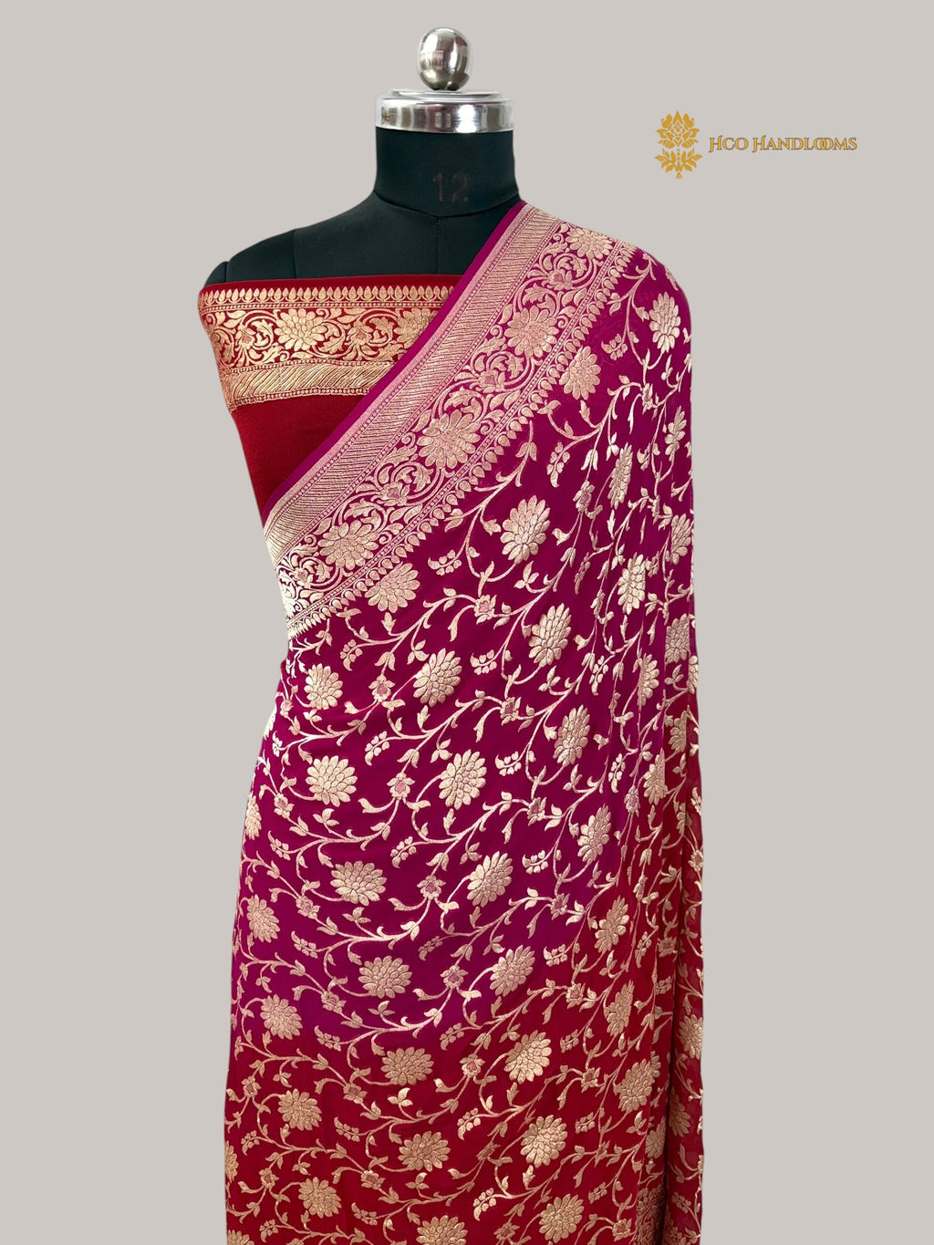 Shaded Pure Khaddi Georgette Silk Handloom Banarasi Saree - Water Zari