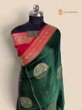 Premium Mashru Crepe Silk Banarasi Saree - All Over Lotus Motifs
