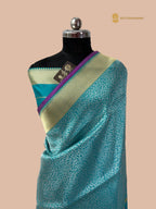 Regal Blue Pure Katan Silk Handloom Banarasi saree - All Over Meenakari Brocade Work
