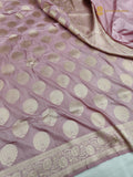 Pastel Light Pink Pure Katan Silk Handloom Banarasi Saree - All Over Motifs