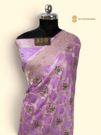 Light Lavender Premium Mashru Katan Silk Banarasi Saree - All Over Meenakari Jaal