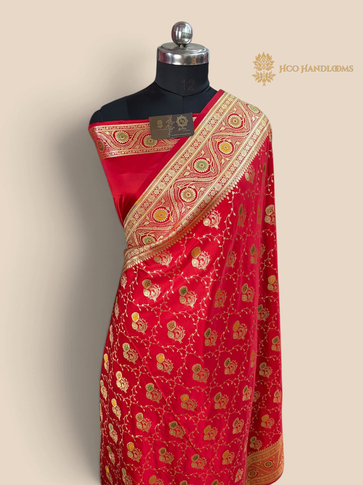 Red Mashru katan Satin Silk Banarasi Saree - Meenakari Jaal