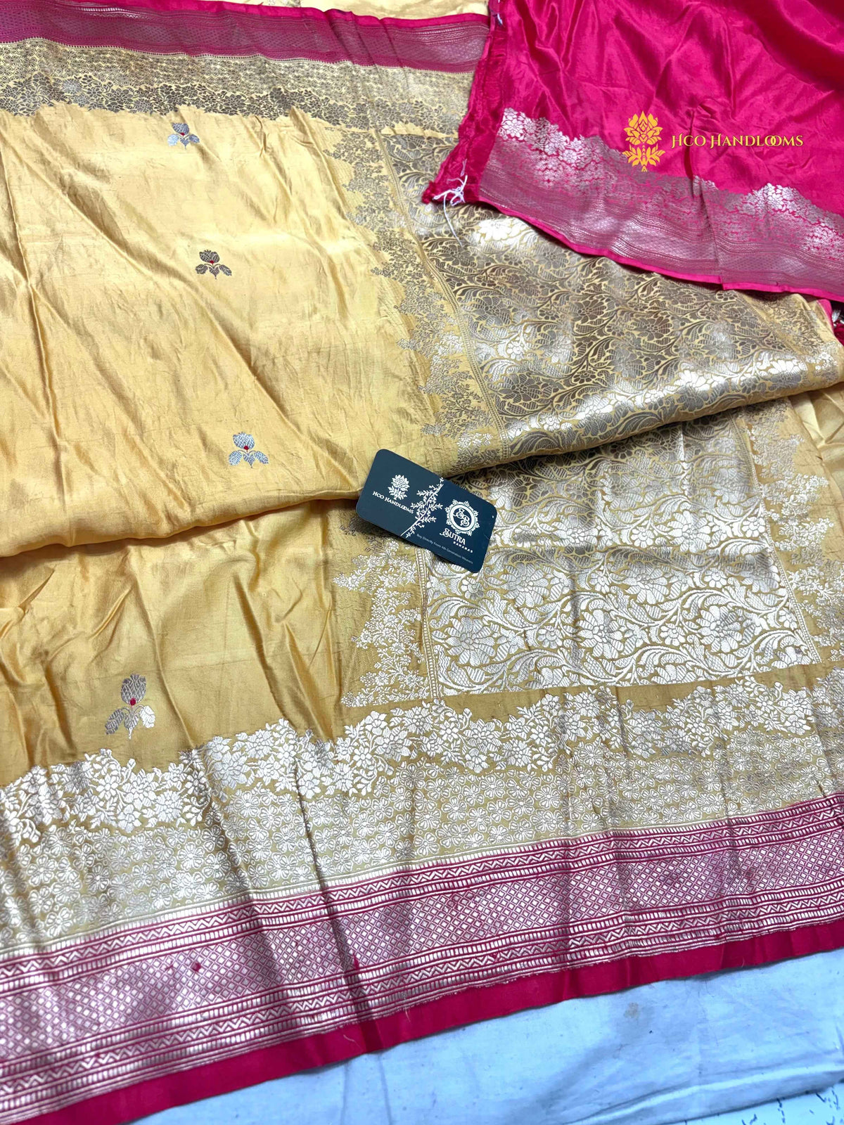 Pure Mashru Silk Handloom Bnarasi Saree - All Over Meenakari Motifs