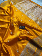 Premium Mashru Katan Silk Banarasi Saree With Floral Motifs