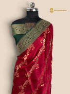 Premium Mashru Crepe Silk Banarasi Saree - All Over Floral Diagonal