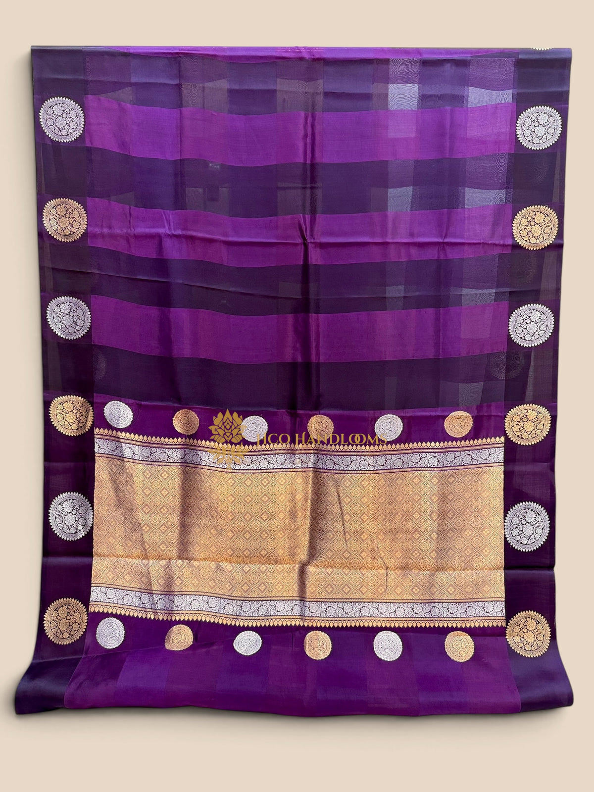 Purple Pure Kora Mango Katan Silk Handloom Banarasi Saree
