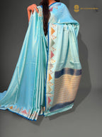 Premium Mashru Crepe Silk Banarasi Saree - All Over Motifs With Meenakari Border