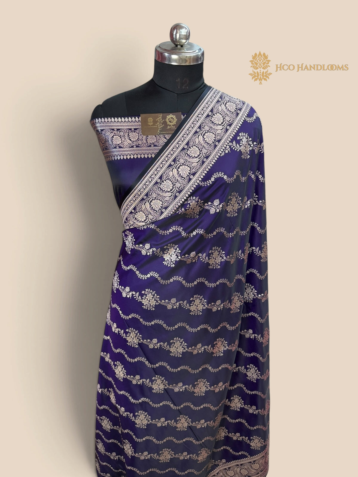 Dark Blue Premium Mashru Katan Silk Banarasi Saree - Lahariya