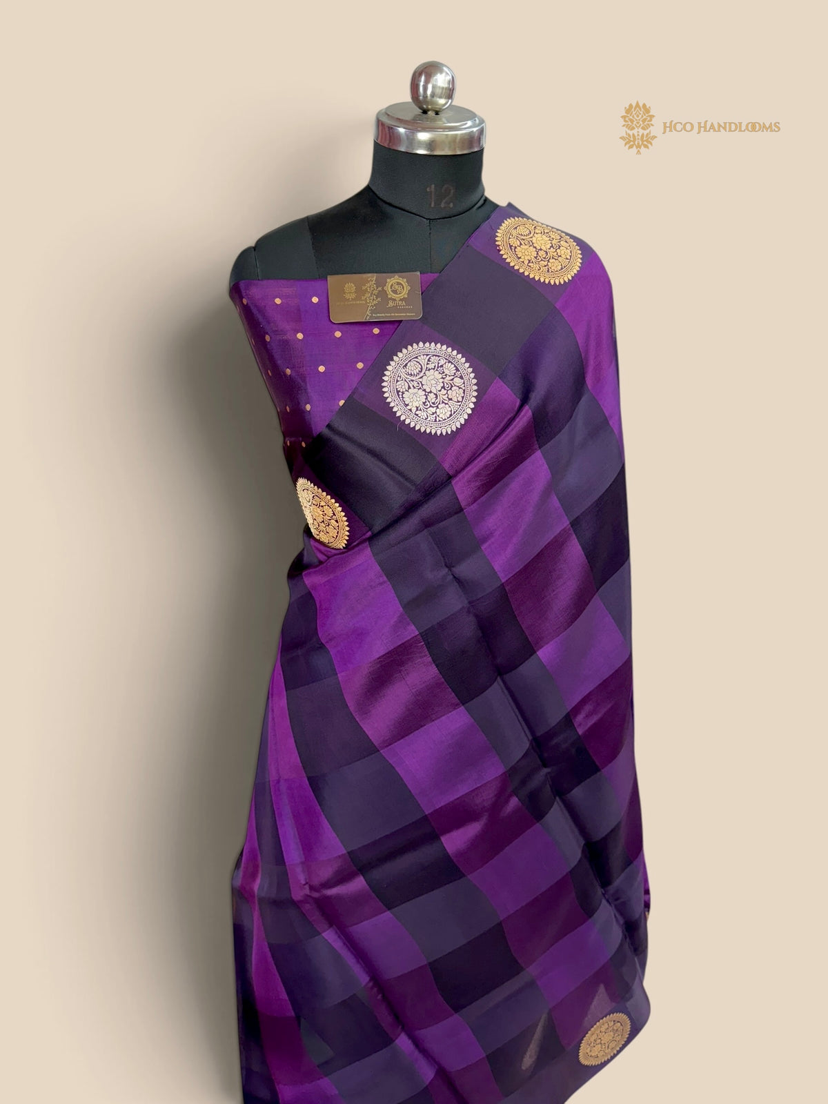Purple Pure Kora Mango Katan Silk Handloom Banarasi Saree