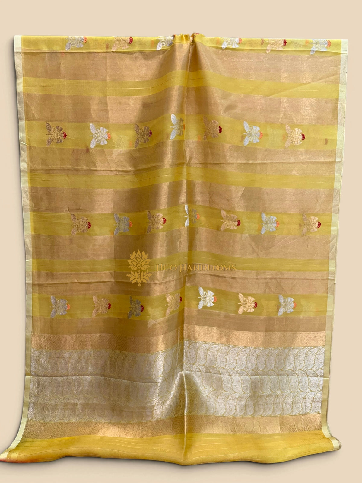 Pure Kora Tissue Silk Handloom Banarasi Saree - Meenakari Kadhua Motifs