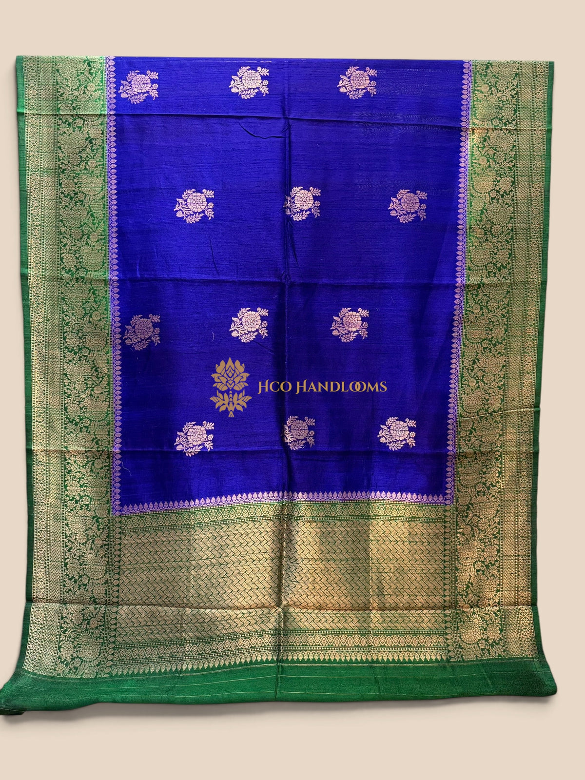 Contrast Pure Tussar Silk Handloom Banarasi Saree - Kadhua Motifs