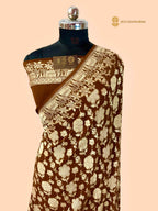 Pure Khaddi Georgette Silk Handloom Banarasi Saree - All Over Jaal
