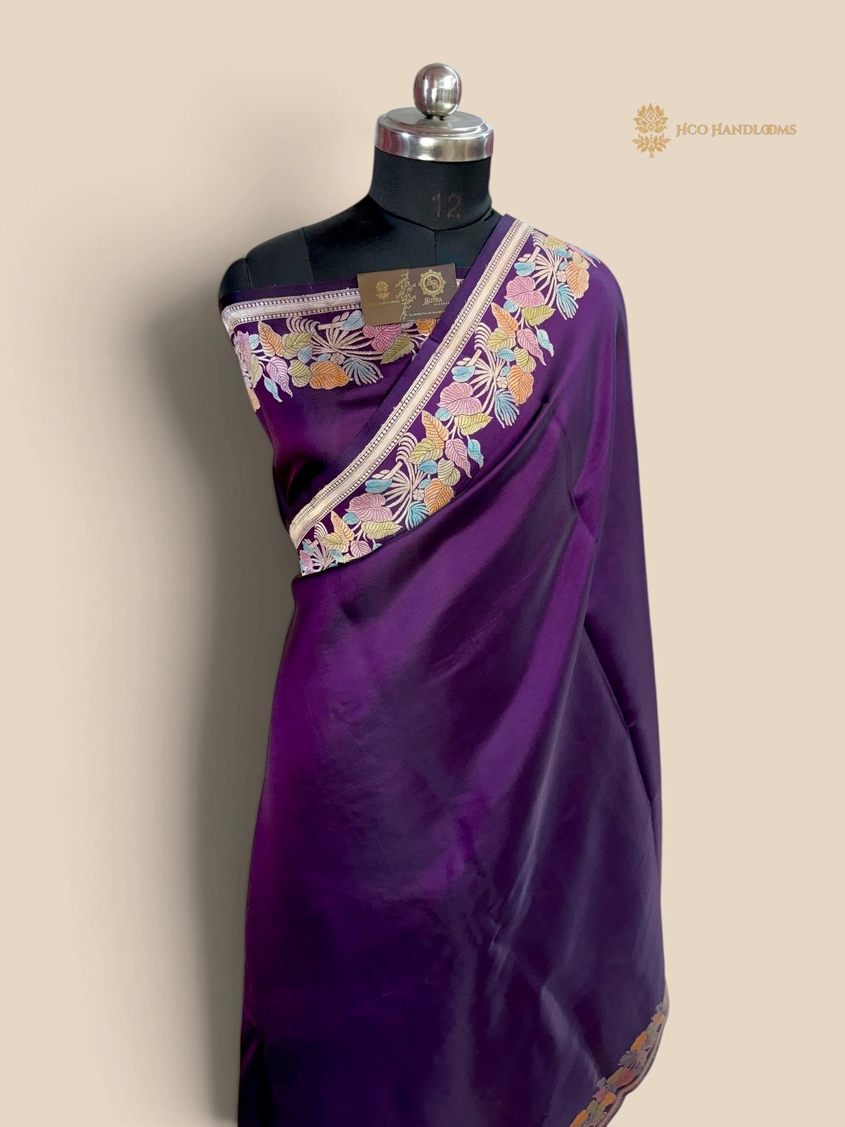 Pure Mashru Silk handloom banarasi Saree - Plain Body & Meenakari Border