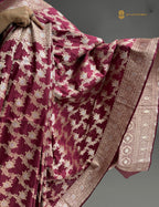 Regal Pure Katan Silk Handloom Banarasi Saree - All Over Jaal Work With Meenakari