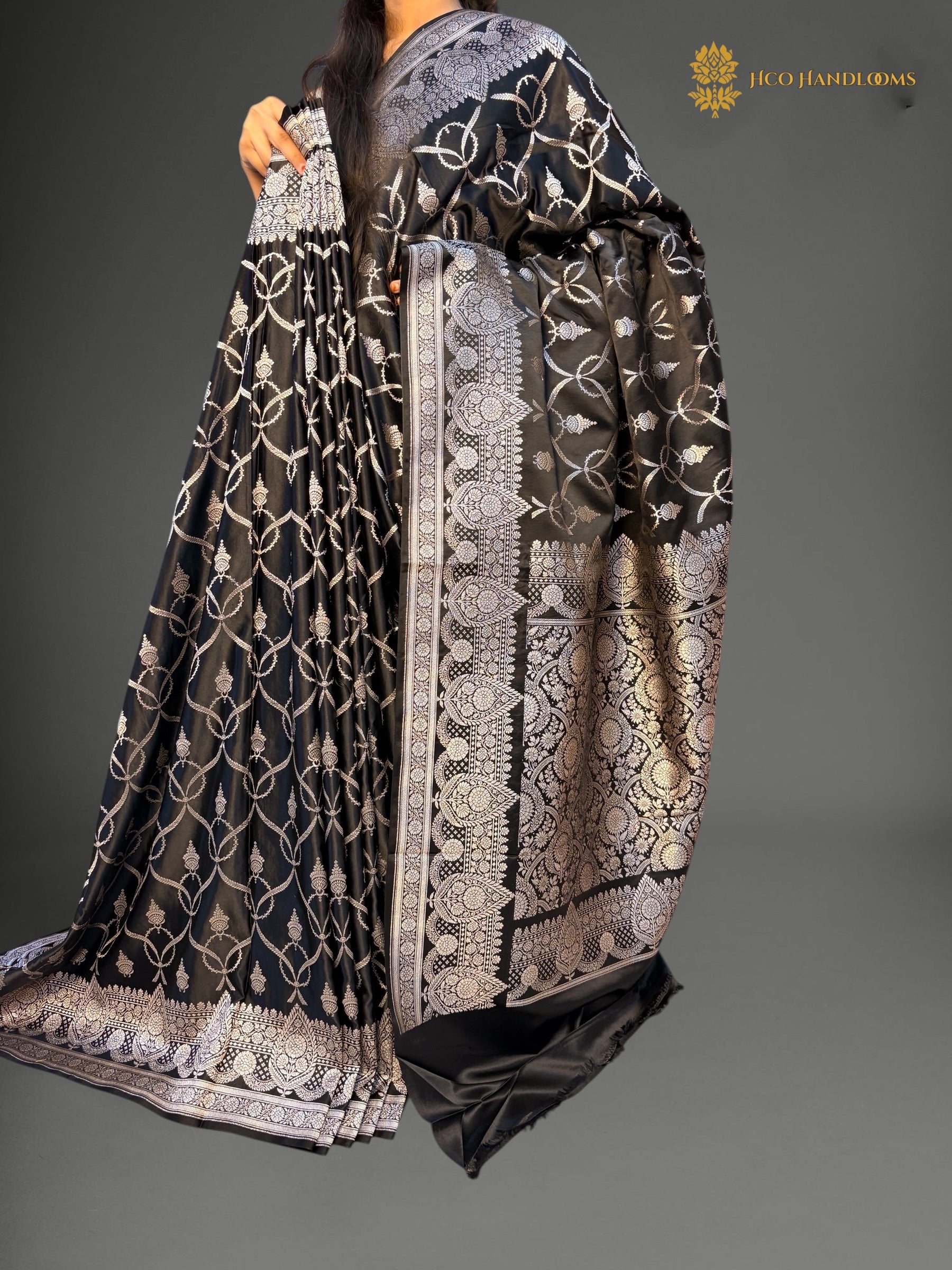 Premium Mashru Katan Silk Banarasi Saree - All Over Jaal Pattern