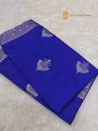 Blue Premium Mashru Katan Silk Banarasi Saree - All Over Motifs