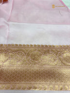 Baby Pink Pure Kora Silk Handloom Kadhua Banarasi Saree - All Over Floral Motifs