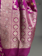 Regal Pure Katan Silk Handloom Banarasi Saree - All Over Jaal Work With Meenakari
