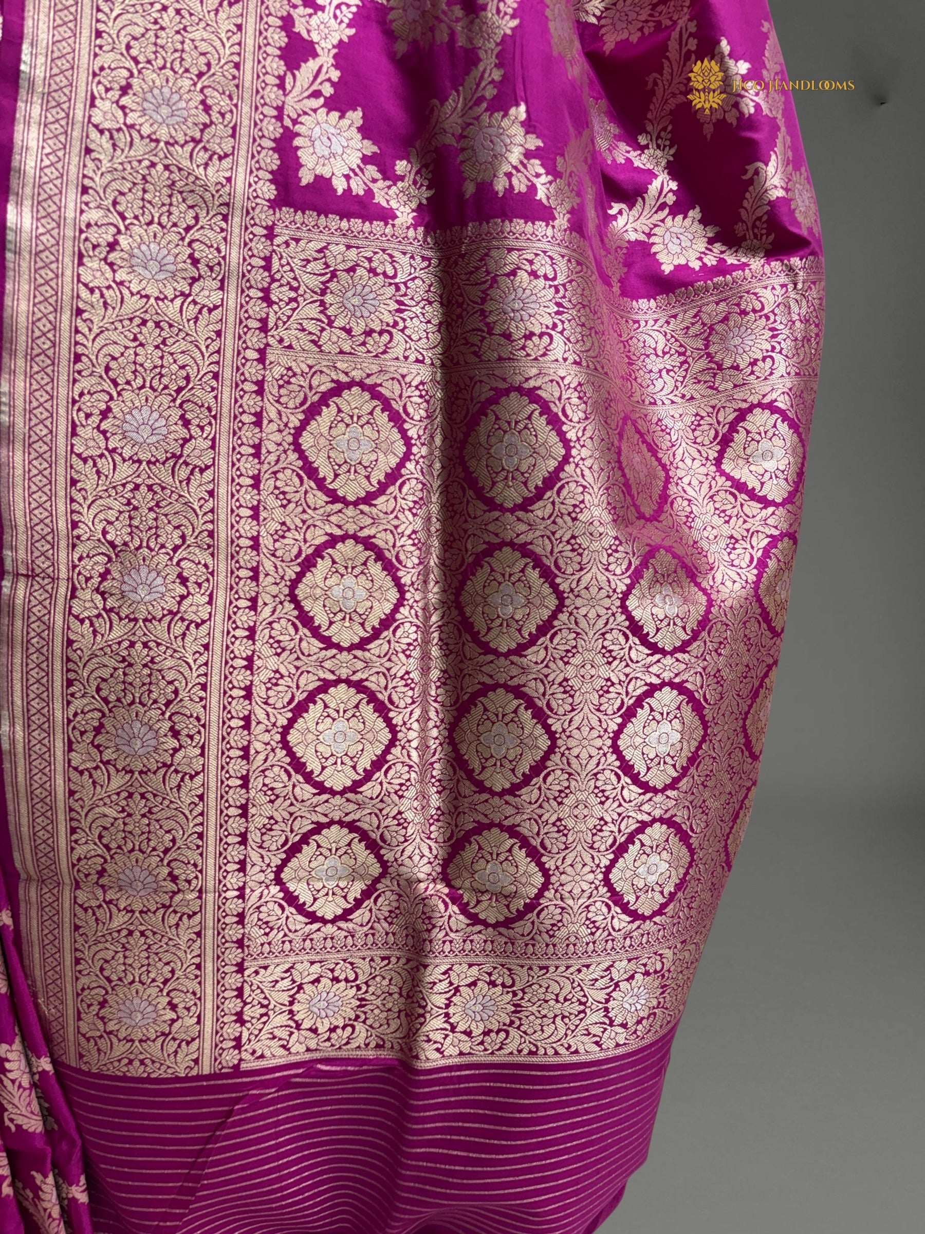 Regal Pure Katan Silk Handloom Banarasi Saree - All Over Jaal Work With Meenakari