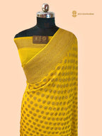 Mustard Gold Pure Khaddi Georgette Silk Handloom Banarasi Saree