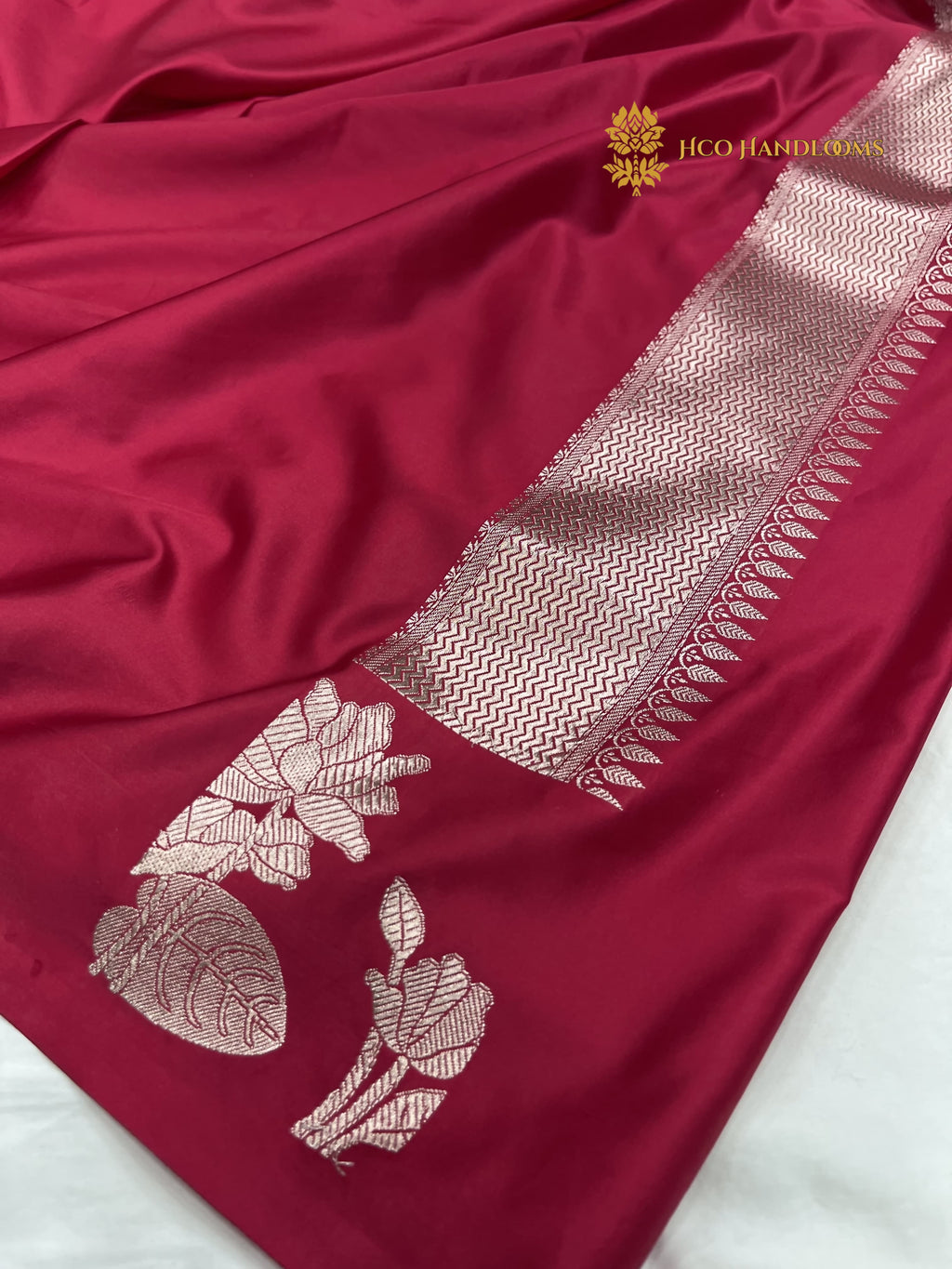Cherry Red Premium Mashru Katan Silk Banarasi Saree - All Over Small Motifs
