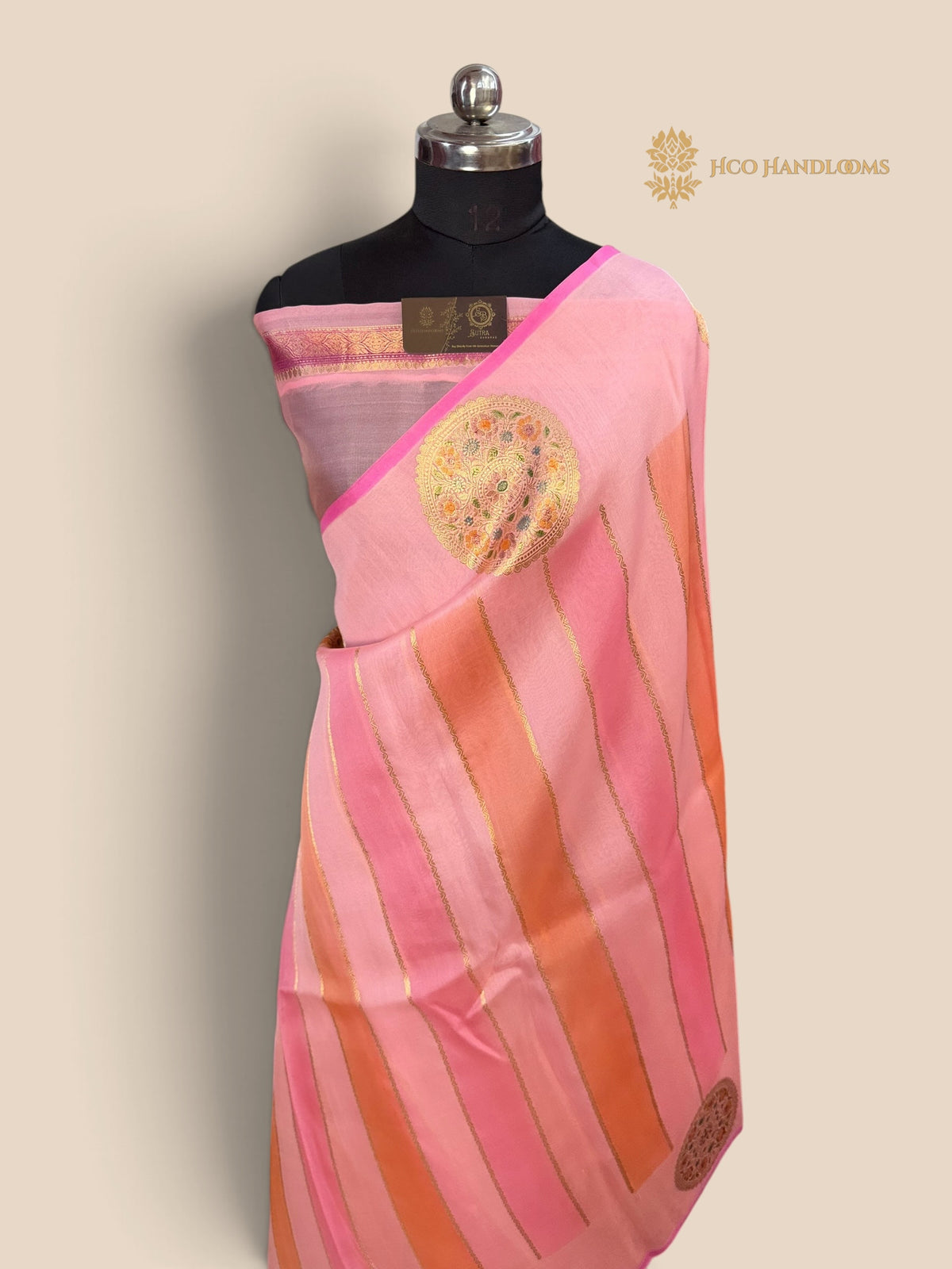 Pink Rangkat Pure Kora Silk Handloom Banarasi Saree