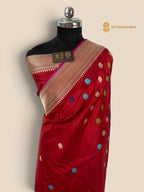 Pure Katan Silk Handloom Banarasi Saree - All Over Kadhua Multicolour Motifs