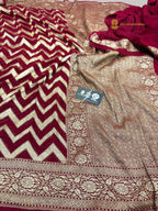Regal Maroon Pure Khaddi Georgette Silk handloom Banarasi Saree - Water Zari