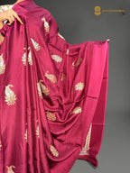 Premium Mashru Crepe Satin Silk Banarasi Saree - All Over Paisley Motifs