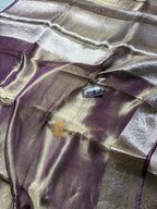 Pure Tissue Silk Plain Multicolour Handloom Banarasi Saree