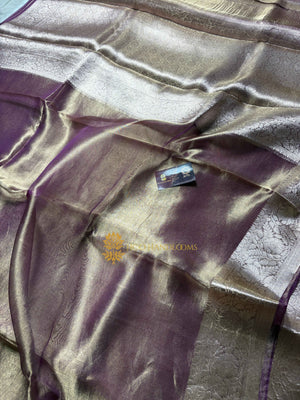 Pure Tissue Silk Plain Multicolour Handloom Banarasi Saree
