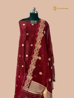 Pure Kora Silk Handloom Banarasi Dress Material