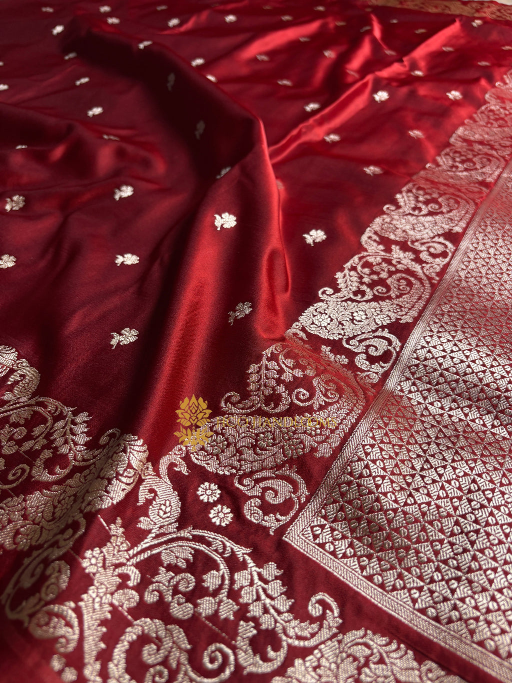 Premium Mashru Katan Silk Banarasi Saree With Floral Motifs