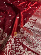 Premium Mashru Katan Silk Banarasi Saree With Floral Motifs
