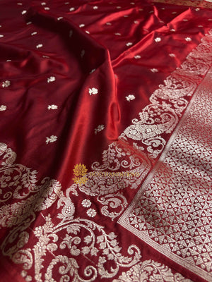 Premium Mashru Katan Silk Banarasi Saree With Floral Motifs