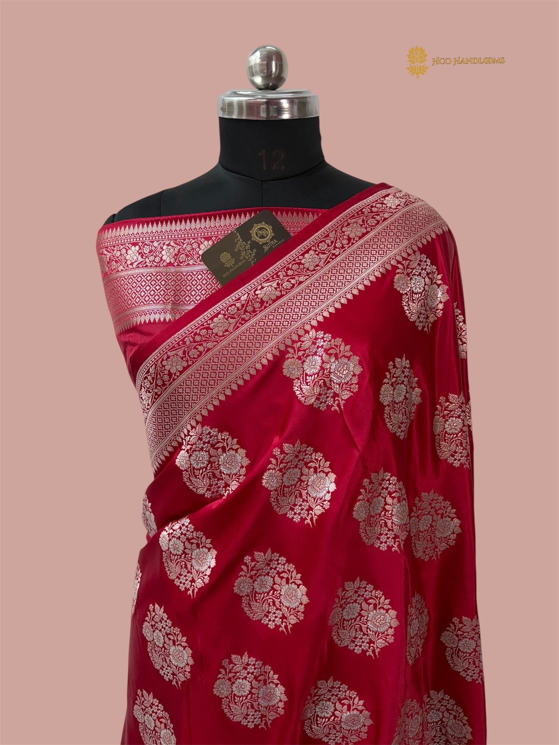 Regal Red Premium Mashru Katan SIlk Banarasi Saree - All Over Meenakari Motifs