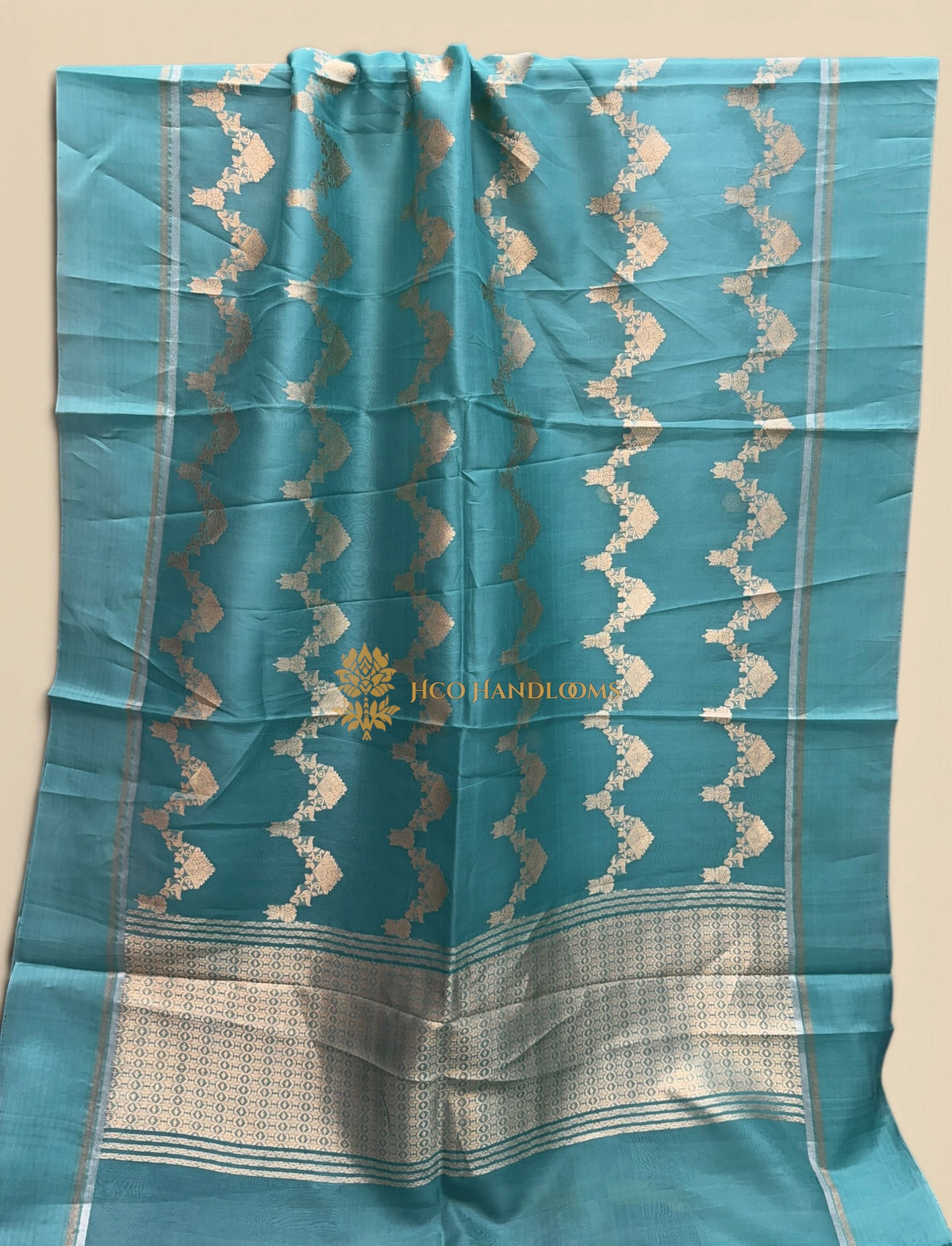 Pure Kora Silk Handloom Banarasi Saree - All Over Kadhua Lahariya
