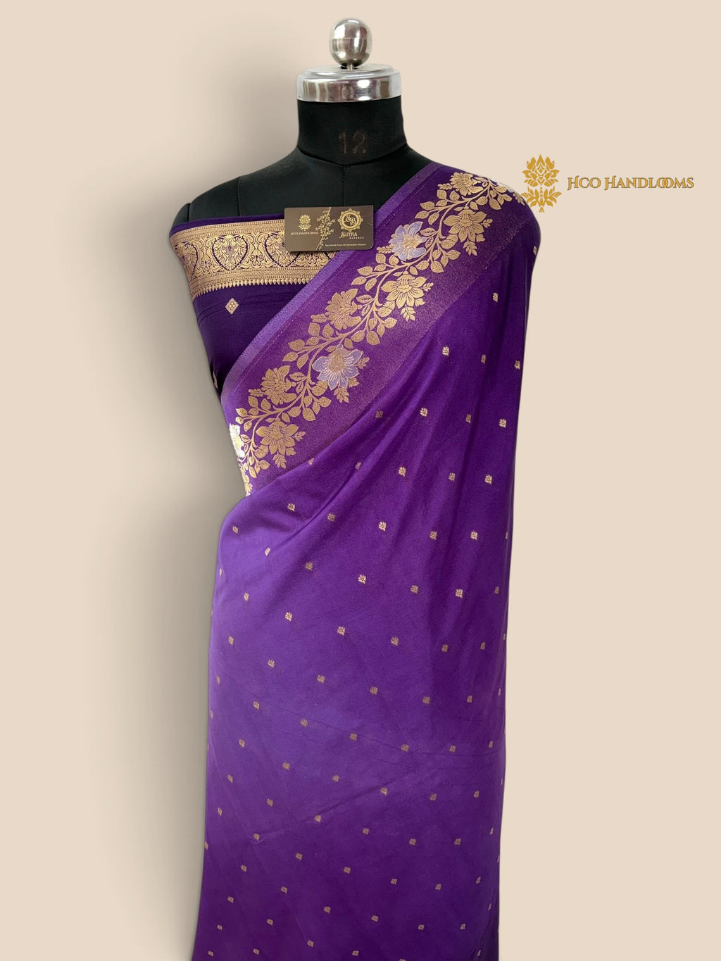Purple Gradient Premium Soft Silk Banarasi Saree - All Over Motifs