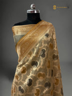 Rangkat Pure Kora Silk Handloom Banarasi saree - All Over Jaal